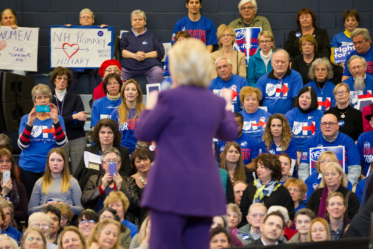 Hillary Clinton, a democratic candidate running for President of the United States, during a campaign stop at Nashua Community College., in Nashua, NH on Tuesday 2/2/16.